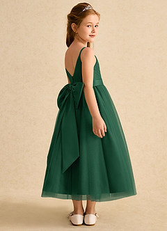 Azazie Patootie vestidos de niña de las flores Vestido de Verde Oscuro de Tul de Corte En A con Tirante Espagueti image2