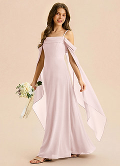 Azazie Moana Junior Blushing Pink A-Line Pleated Chiffon Dress image1