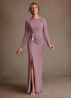 Azazie Mirabal vestidos de madre de la novia Vestido de Rosa Polvorienta de Crepé elástico de Corte Recto con Plisado image1