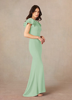 Azazie Peppermint Mother of the Bride Dresses Dusty Sage Mermaid Scoop Ruched Stretch Crepe Dress image2