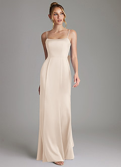 Azazie Zherra 신부 들러리 드레스 인어 절하다 스트레치 새틴 바닥 길이 드레스 image4