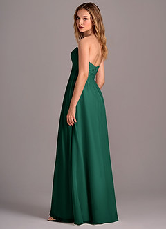 Azazie Joni Bridesmaid Dresses Emerald A-Line Strapless Chiffon Convertible Dress image3