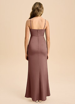 Azazie Buzzy Junior Robe Fourreau en Satin extensible Plissée Expresso image2