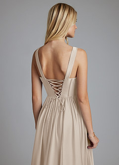 Azazie Delmie Bridesmaid Dresses Frost A-Line Corset Stretch Satin Dress image3