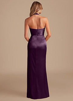 Azazie Jemma Brautjungfernkleider Etui Plissee Metallischer Satin Kleid Pflaume image7