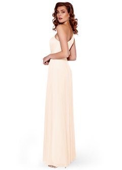 Azazie Brooke Jurken voor bruidsmeisjes Jurk van Mesh met A-Lijn One-Shoulder Parel Roze image9