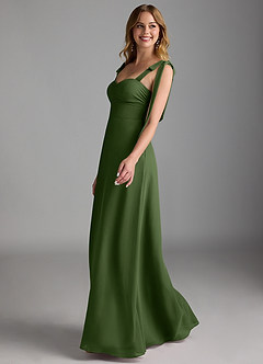 Azazie Lizet Bridesmaid Dresses Olive A-Line Sweetheart Neckline Chiffon Dress image4