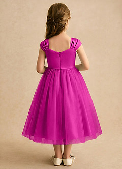 Azazie Yosemite Robe Demoiselle D'honneur Fillette Robe Princesse en Tulle Encolure en Forme de Cœur Fuchsia image2