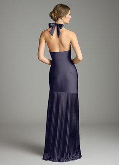 Azazie Nayeli Jurken voor bruidsmeisjes Jurk van Stretch Satijn met A-Lijn Geplooid Stormachtig image2