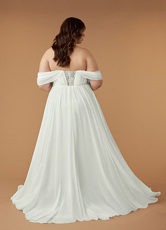 Azazie Fawn Wedding Dresses Cream A-Line Sweetheart Sequins Chiffon Dress image12