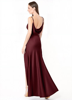 Azazie Alaija Bridesmaid Dresses Cabernet Mermaid Side Slit Stretch Satin Dress image1