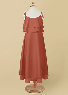 Azazie Temi Flower Girl Dresses Clay A-Line Spaghetti Strap Chiffon Dress image10