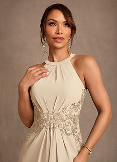 Azazie Georgie Mother of the Bride Dresses Champagne A-Line Lace Chiffon Dress image4