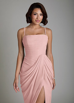 Azazie Nyra Abiti da Damigella Abito Tubino in Chiffon Corsetto Rosa Cipria image5