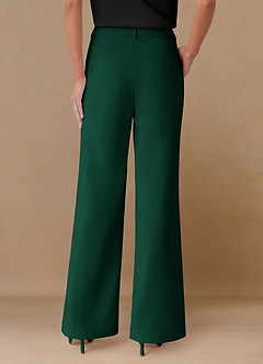 front Marina émeraude Pantalon droit en tissu raffiné