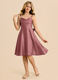 Azazie Bear Junior Amethyst A-Line Sweetheart Neckline Stretch Satin Dress image3
