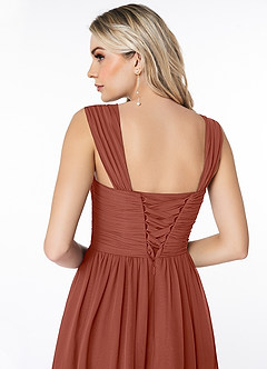 Azazie Angie Bridesmaid Dresses Auburn A-Line Corset Chiffon Dress image3