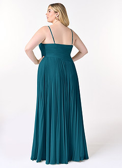 Azazie Vini Abiti da Damigella Abito A-Line in Chiffon con Scollo a V a Pieghe Blu Inchiostro image8