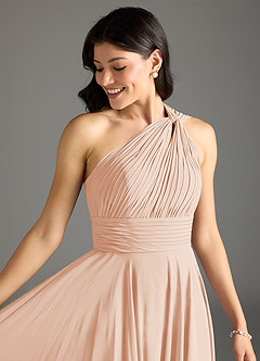 Azazie Charlize Bridesmaid Dresses English Rose A-Line One Shoulder Chiffon Dress image5