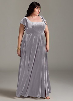 Azazie Bondi Bridesmaid Dresses French Lilac A-Line Side Slit Velvet Dress image9