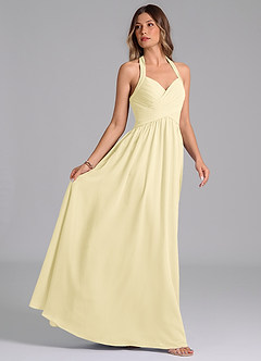 Azazie Darlyn Bridesmaid Dresses Lemon Sorbet A-Line Sweetheart Neckline Chiffon Dress image6