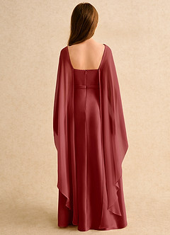 Azazie Fishie Girls Formal Sukienki dla dziewczynek sypiących kwiaty Linia A Matowy satynowy Długość podłogi Sukienka image2