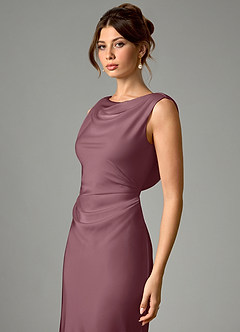 Azazie Kieryn Bridesmaid Dresses Amethyst Mermaid Pleated Stretch Satin Dress image4