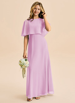 Azazie Maris Junior Linia A Szyfon Długość podłogi Młodsza druhna Sukienka image1