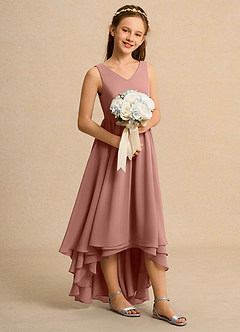 Azazie Kitten Girl Jurken voor bloemenmeisjes A-Lijn Jurk van Chiffon Ceder Roos image3