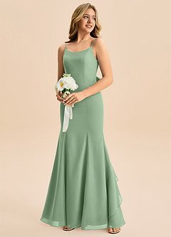 Azazie Lioren Junior Robe Sirène en Mousseline de soie Arc Matcha image4