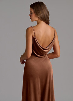 Azazie Olaine Bridesmaid Dresses Umber A-Line Pleated Velvet Dress image7