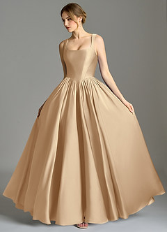 Azazie Verina Abiti da Damigella Abito A-Line in Raso Elasticizzato Plissettato Champagne image4