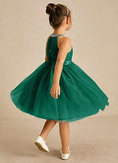 Azazie Honey Final Sale Agave A-Line Beaded Matte Satin Dress image4