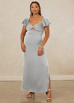 Christian Siriano Bridal for Azazie 1005 Bridesmaid Dresses Silver Sheath Sweetheart Neckline Stretch Satin Dress image9