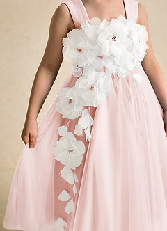 Azazie Dovey vestidos de niña de las flores Vestido de Rosa Rubor de Tul de Princesa con Lazo image7