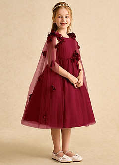 Azazie Staria Robe Demoiselle D'honneur Fillette Robe Princesse en Tulle Rayé Bourgogne image8