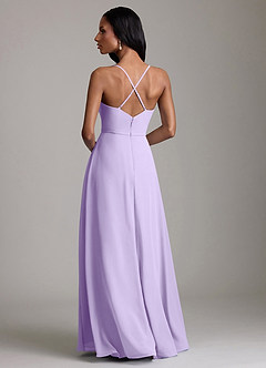 Azazie Naeem Bridesmaid Dresses Lilac A-Line V-Neck Ruffle Chiffon Dress image2