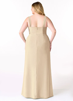 Azazie Denice Bridesmaid Dresses Champagne Sheath Pleated Chiffon Dress image10