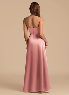 Azazie Wren Brudtärnklänningar Klä av A-Linje i Metallisk satin Axelbandslös Dammig Ros image2