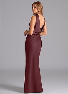 Azazie Lusinda Bridesmaid Dresses Sangria Mermaid Strapless Stretch Satin Dress image2
