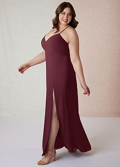 Azazie Manila Brautjungfernkleider Etui V-Hals Chiffon Kleid Cabernetrot image9