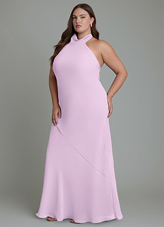 Azazie Velli Bridesmaid Dresses Frosted Lilac Mermaid High Neck Chiffon Dress image12