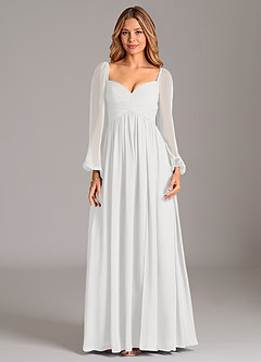 Azazie Bailee Brudepigekjoler En streg Langærmet Chiffon Gulv-længde Kjole image7