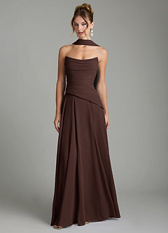 Azazie Gabriela Bridesmaid Dresses Ganache A-Line Corset Chiffon Dress image1