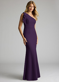Azazie Rinna Bridesmaid Dresses Plum Mermaid One Shoulder Stretch Crepe Dress image1