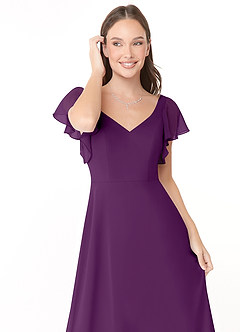 Azazie Syenna Bridesmaid Dresses Grape A-Line Ruched Chiffon Dress image5