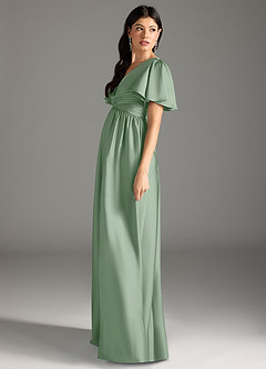 Azazie Verna Abiti da damigella d'onore premaman Abito A-Line Increspato Raso Elasticizzato Floor-Length image7
