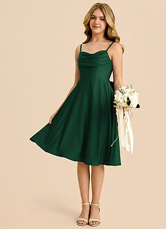 Azazie Bear Junior Dark Green A-Line Sweetheart Neckline Stretch Satin Dress image4