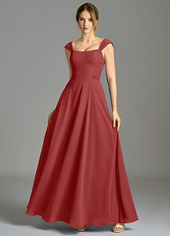 Azazie Oasis Bridesmaid Dresses Rust A-Line with Pockets Chiffon Dress image7