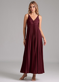 Azazie Raychelle Brautjungfernkleider A-Linie Plissee Stretch-Satin Kleid Cabernetrot image1